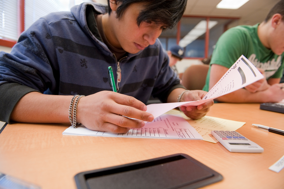 Gateway to College Students take their Math final exam at Lake Washington Technical College, Kirkland WA
