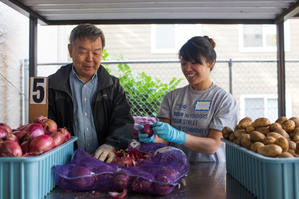 Bill & Melinda Gates Foundation employees volunteer at the Northwest Harvest Cherry St. Food Bank for the United Way Day of Caring in Seattle, WA.