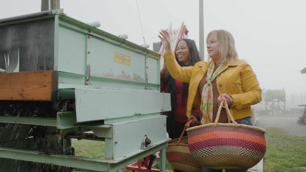 Angela Jones, director of the Gates Foundation's Washington State team, and Barb Richey, VP of University Advancement at Eastern Washington University, talk about their shared mission to support students in Washington state while making apple cider together.