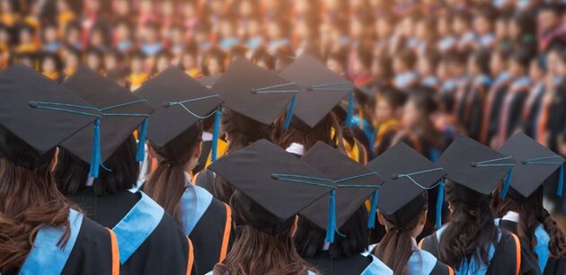 Image of student's graduation caps.