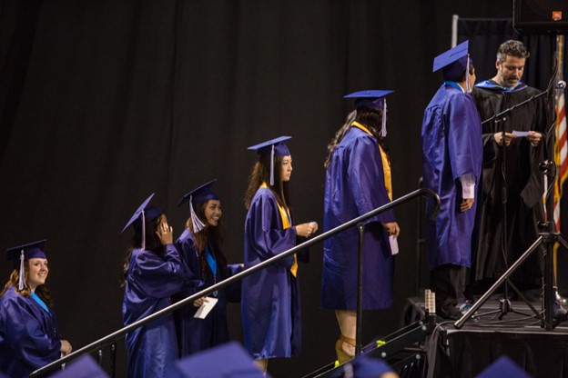 Students in graduation robes