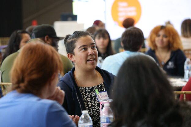 Allison McDermott speaks to a group at the Future Bound Convening in Bremerton on June 13th, 2023. Photo credit: Cristina Roark of Kitsap Strong.