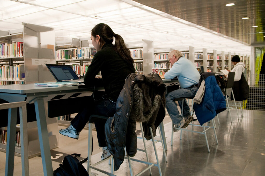 Yen Tran uses her laptop to access the Internet at the Seattle Central Library on December 10, 2009.