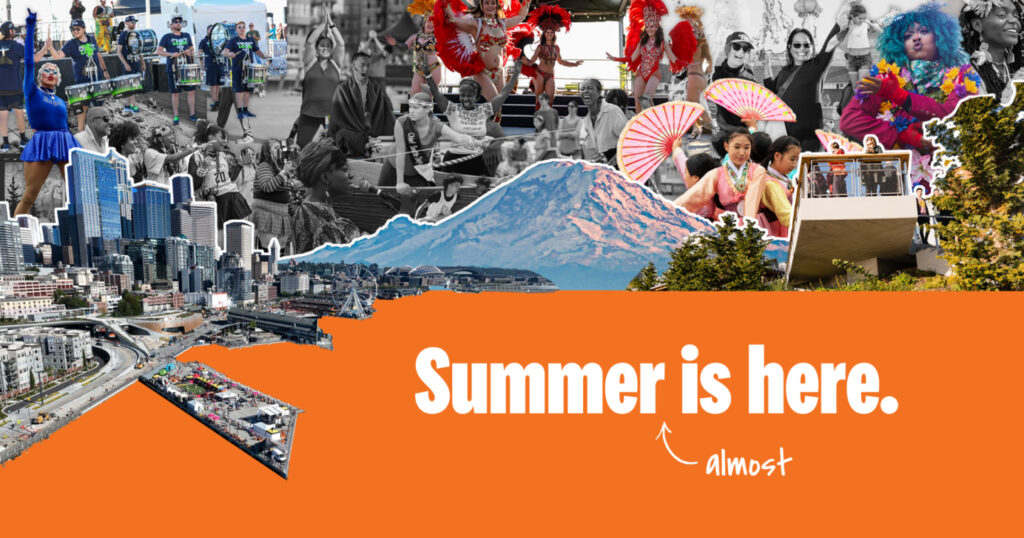 Collage of summer events with "Summer is almost here" text.