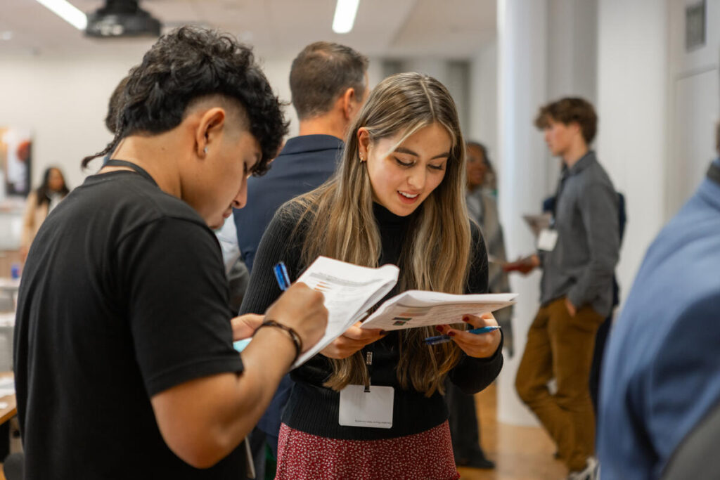 Participants engage in activities during the Education Roundtable Convening at the Bill and Melinda Gates Foundation in Seattle, Washington, on November 3, 2023.